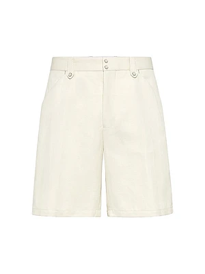 Cotton and Linen Chevron Cavalry Bermuda Shorts