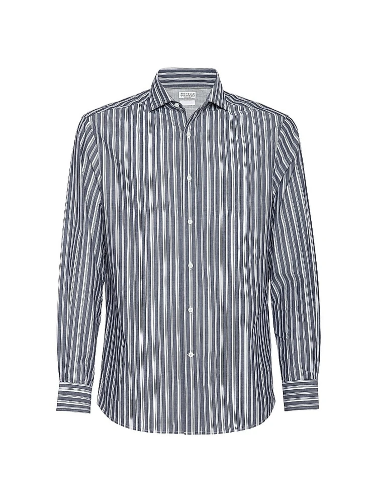 Multistrip Cotton Easy Fit Shirt