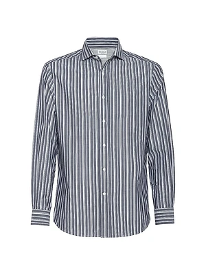 Multistrip Cotton Easy Fit Shirt