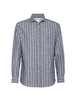 Multistrip Cotton Easy Fit Shirt