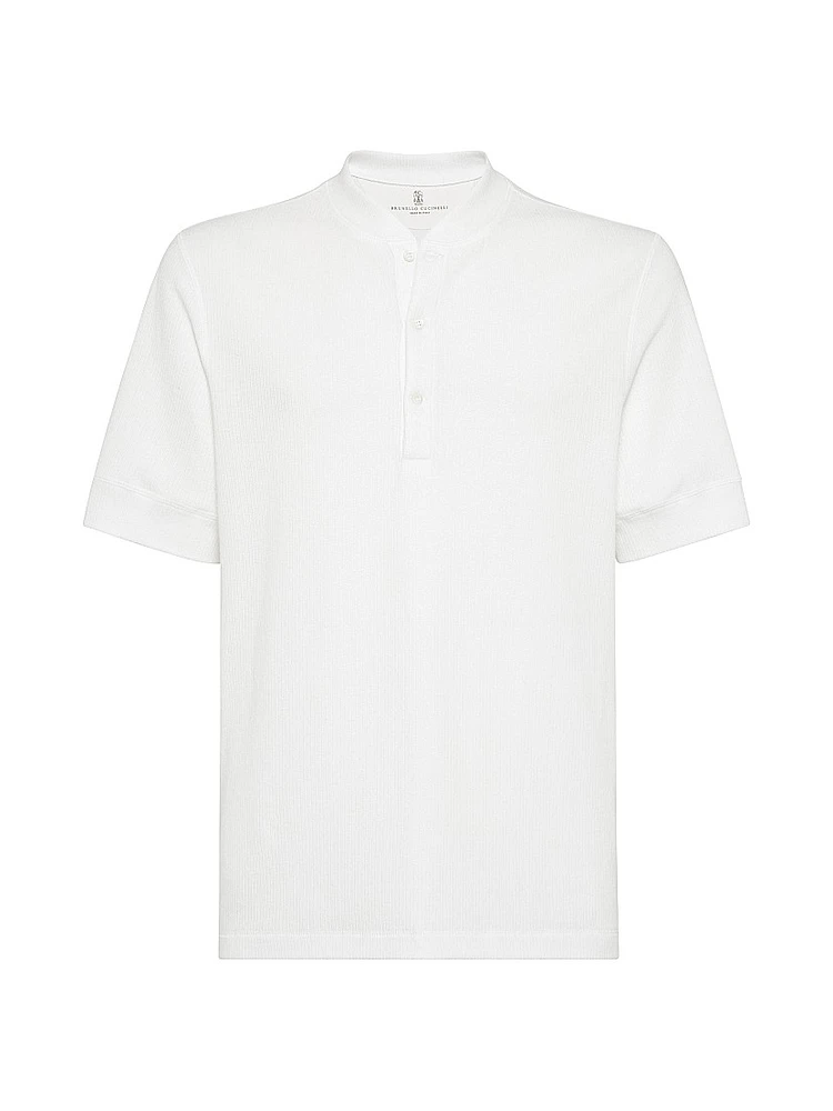 Ribbed Cotton and Linen Jersey T Shirt