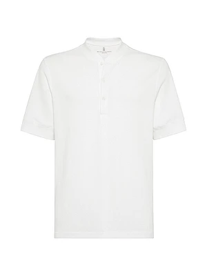 Ribbed Cotton and Linen Jersey T Shirt