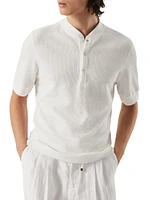Ribbed Cotton and Linen Jersey T Shirt
