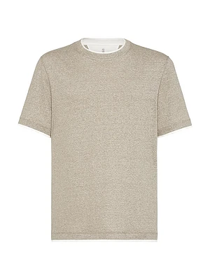 Linen and Cotton Jersey Crew-Neck T Shirt