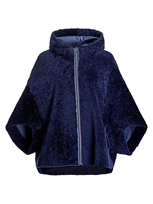 Reversible Hooded Shearling Cape