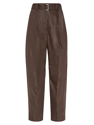 Polished Linen Twill Ergonomic Chino Trousers
