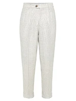 Prince Of Wales Diagonal Leisure Fit Trousers with Double Pleats