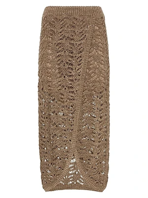 Foliage Lace Knit Skirt Linen and Silk Diamond Yarn
