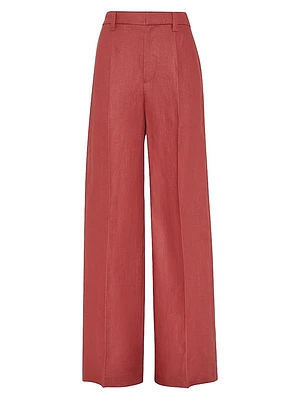 Dyed Hemp and Linen Gabardine Loose Trousers