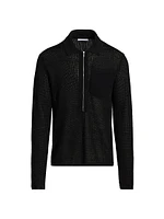 Nino Linen Rib-Knit Half-Zip Sweater