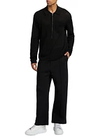Nino Linen Rib-Knit Half-Zip Sweater