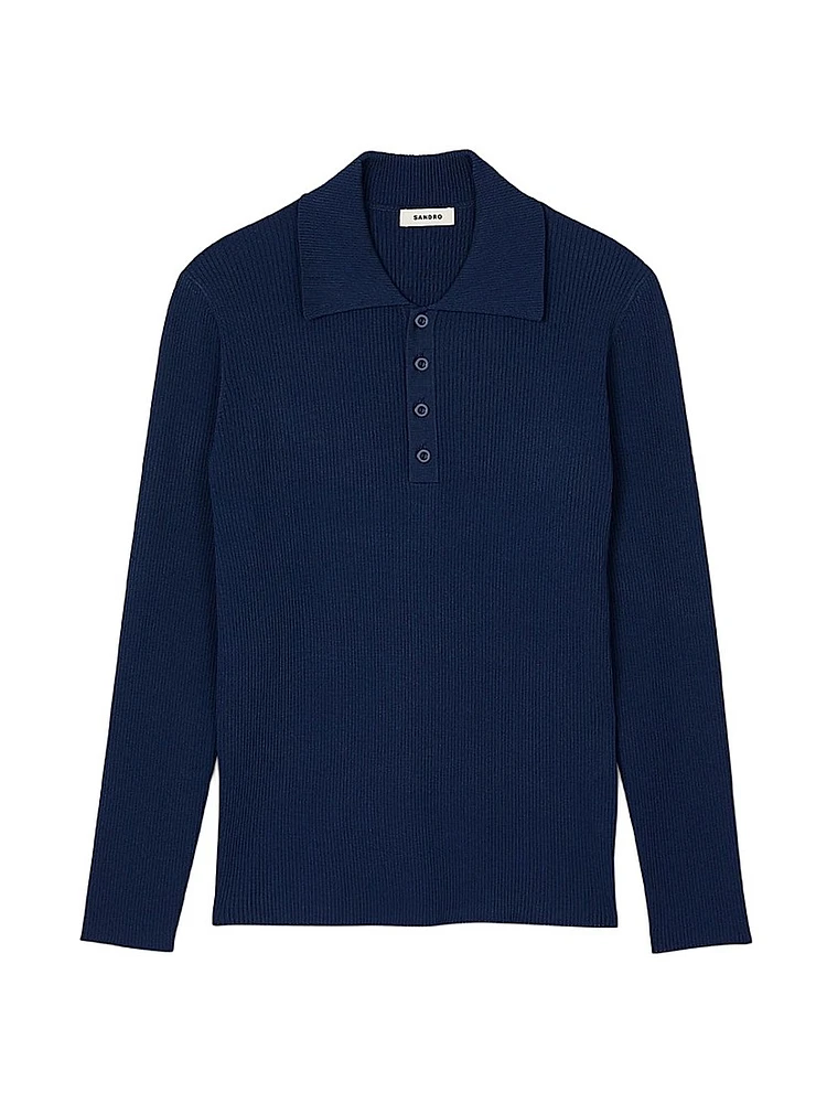 Rib Knit Polo Shirt