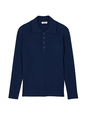 Rib Knit Polo Shirt