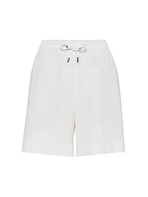 Stretch Cotton Lightweight French Terry Paneled Track Shorts