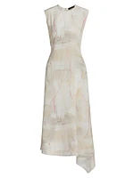 Crepe De Chine Draped Midi-Dress