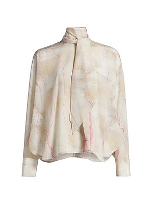 Silk Printed Crepe De Chine Blouse