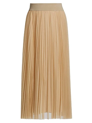 Pleated Tulle Midi-Skirt
