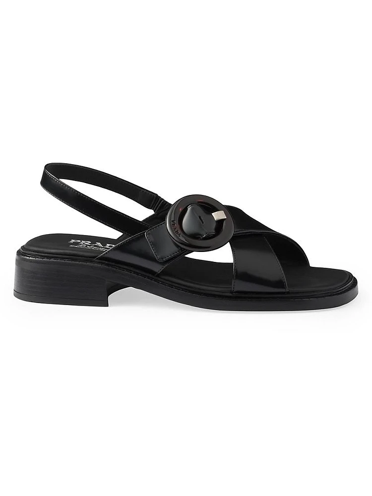 Brushed Leather Sandals with Buckle