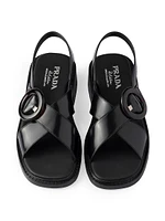 Brushed Leather Sandals with Buckle
