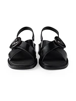 Brushed Leather Sandals with Buckle