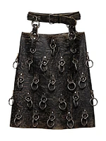 Leather Miniskirt with Metal Rings