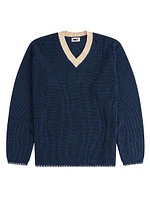 Rib Knit V-Neck Long-Sleeve Sweater
