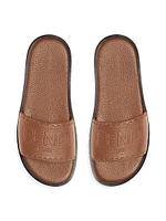 Logo-Embossed Leather Slide Sandals
