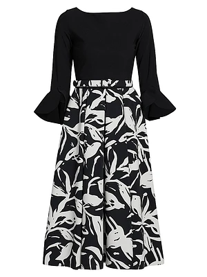 Avalana Floral Fit & Flare Midi-Dress