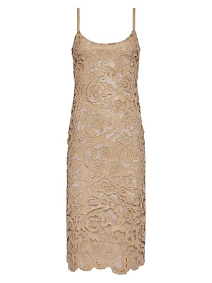 Kazuko Laser-Cut Sleeveless Mesh Midi-Dress