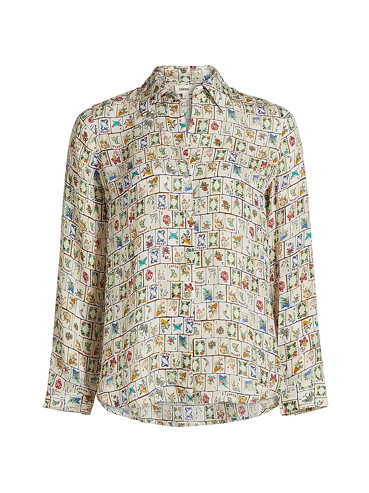 Nina Silk Printed Button-Front Blouse