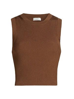 Kayla Cropped Sleeveless Rib-Knit Top