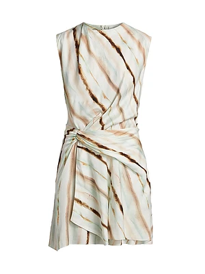 Delia Striped Mock-Wrap Minidress