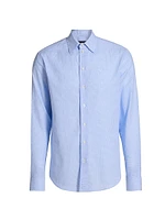 Linen-Cotton Houndstooth Shirt
