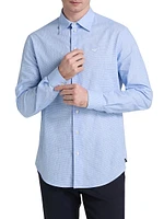 Linen-Cotton Houndstooth Shirt
