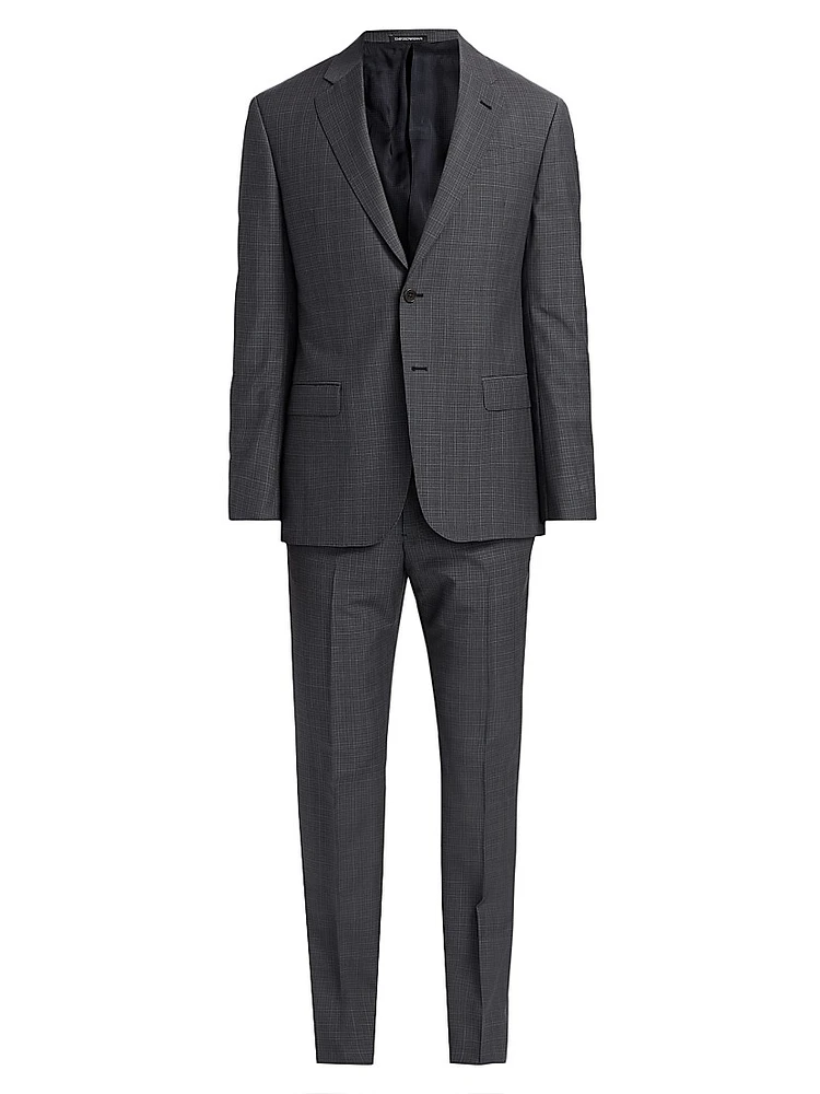 Virgin Wool Plaid Suit