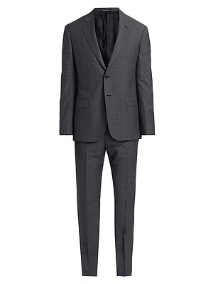 Virgin Wool Plaid Suit