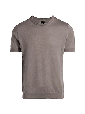 Silk-Cotton Short-Sleeve Sweater