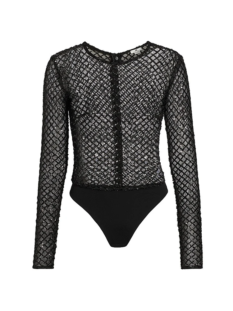 Sequined Mesh Bodysuit