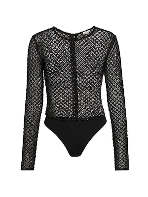 Sequined Mesh Bodysuit