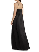 Lace Embellished Pleated Gown