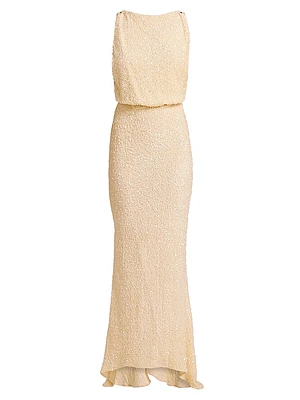 Red Carpet Sequined Mermaid Gown