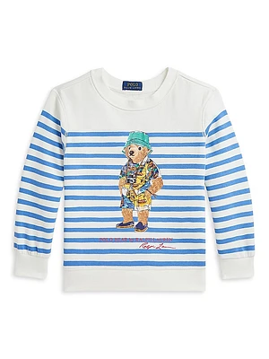 Little Boy's & Polo Bear Striped Sweatshirt