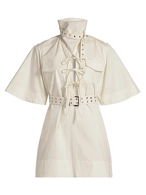Tie-Front Stretch-Cotton Minidress