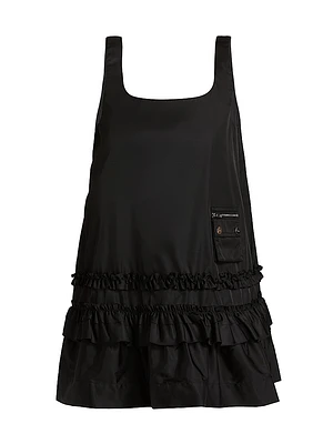 Frilled Duchesse Satin Minidress