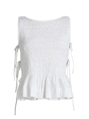 Smocked Cotton Poplin Tank