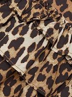 Leopard-Print Cotton Poplin U-Neck Minidress