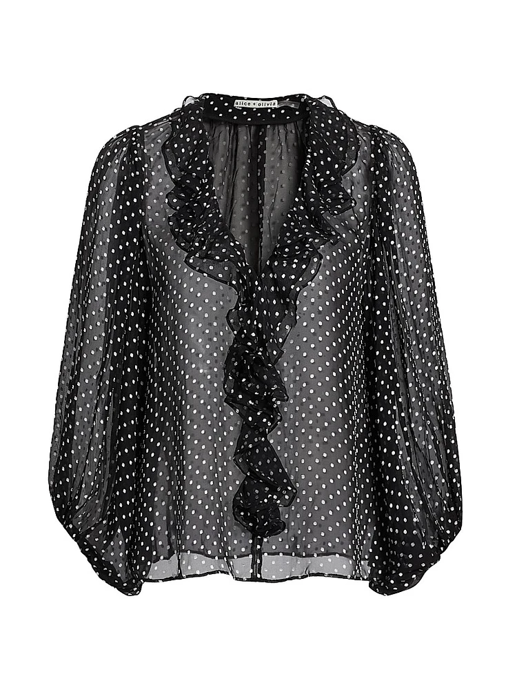 Betsie Ruffled Silk-Blend Chiffon Blouse