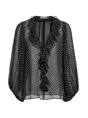 Betsie Ruffled Silk-Blend Chiffon Blouse