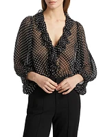 Betsie Ruffled Silk-Blend Chiffon Blouse