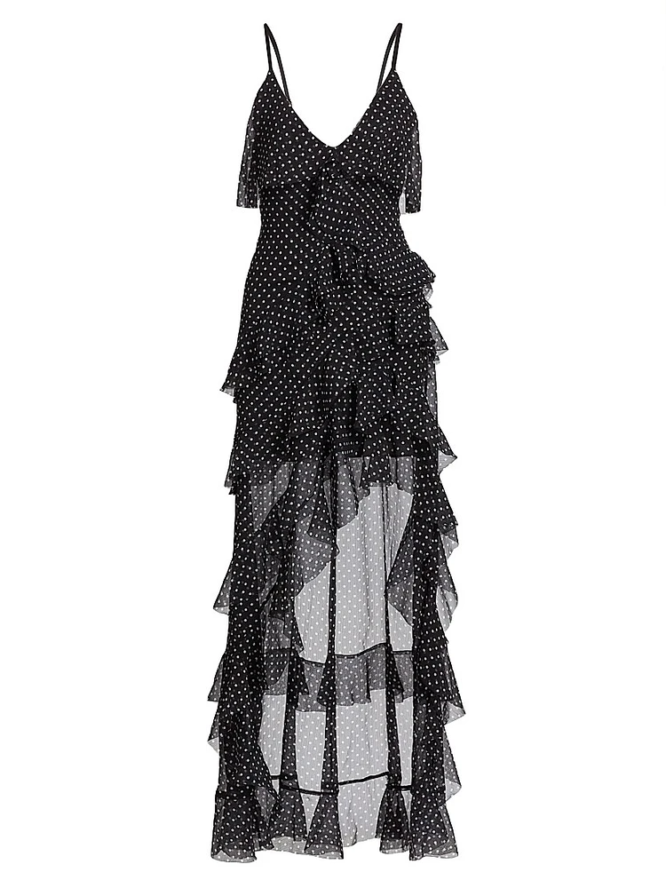 Laverne Polka Dot Ruffled Maxi Dress